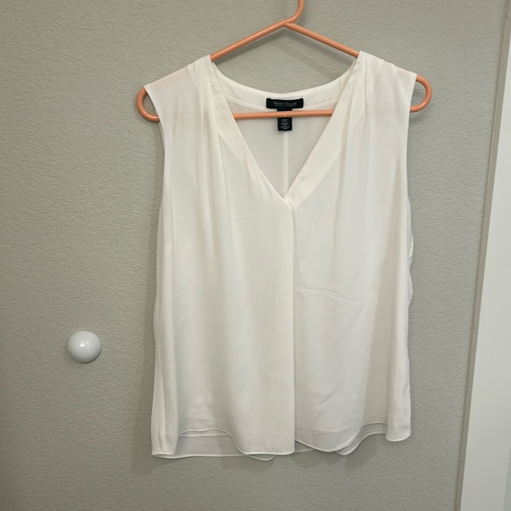White House Black Market sleeveless ivory blouse